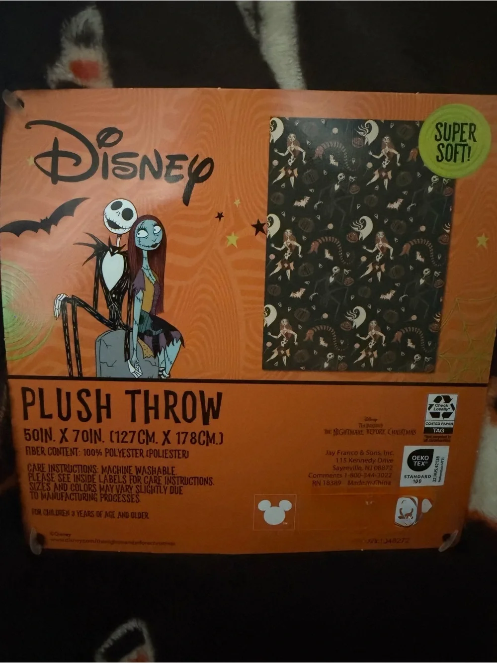 Disney Nightmare Before Christmas Plush Throw - Orange & Black